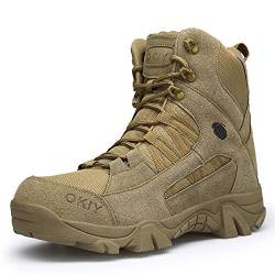 Lyoridra Herren Wanderschuhe Kampfstiefel Armee Tactical Boot Outdoor Trekking Schuhe, Braun, 42 EU von Lyoridra