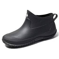 Lyuu Gartenschuhe Unisex Gummistiefel Regenstiefel Wasserdicht Leicht Outdoor Spaziergang Kurz Stiefeletten Herren oder Damen (A-Schwarz, numeric_37) von Lyuu