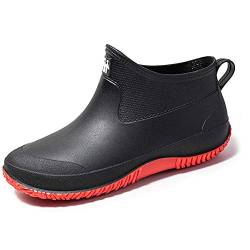 Lyuu Gartenschuhe Unisex Gummistiefel Regenstiefel Wasserdicht Leicht Outdoor Spaziergang Kurz Stiefeletten Herren oder Damen (C-Rot, numeric_38) von Lyuu