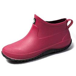 Lyuu Gartenschuhe Unisex Gummistiefel Regenstiefel Wasserdicht Leicht Outdoor Spaziergang Kurz Stiefeletten Herren oder Damen (F-Rosa, numeric_35) von Lyuu