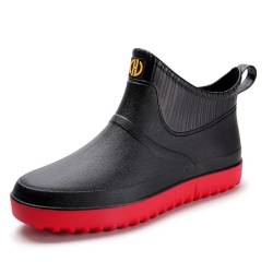 Lyuu Kurze Gummistiefel Regenstiefel Chelsea Boots wasserdichte Schuhe Ankle Stiefel Unisex Wasserdicht Leicht Outdoor Spaziergang Kurz Stiefeletten rutschfeste Gartenschuhe, I Rot, 41 EU von Lyuu