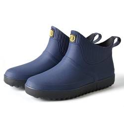 Lyuu Kurze Gummistiefel Regenstiefel Chelsea Boots wasserdichte Schuhe Ankle Stiefel Unisex Wasserdicht Leicht Outdoor Spaziergang Kurz Stiefeletten rutschfeste Gartenschuhe, K Navy Blau, 45 EU von Lyuu