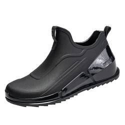 Lyuu Kurze Gummistiefel rutschfeste wasserdichte Schuhe Ankle Stiefel Gartenschuhe Unisex Regenstiefel Herren Damen Leicht (40,Schwarz) von Lyuu