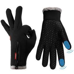 Lzfitpot Handschuhe Herren, Winterhandschuhe Damen Handschuhe Touchscreen Warm Fahrradhandschuhe Skihandschuhe,Wasserdicht, Winddicht & Rutschfest (Large, Schwarz) von Lzfitpot