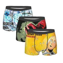 Lzrong 3er Pack One Punch Man Unterhose Saitama Boxershorts Animationsbedruckte Doppelseitige Spurlose Boxershorts für Herren,weich und bequem von Lzrong