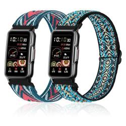 Lzwldan Dehnbare Nylon-Uhrenarmbänder, kompatibel mit Mindrose H80 3,7 cm Smartwatch, weiches elastisches Schlaufenarmband für Mindrose H80 Fitness-Tracker, IP68, für Damen und Herren, 2 Stück von Lzwldan