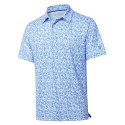 Golf-Shirts für Herren, trockene Passform, kurzärmelig, Performance, feuchtigkeitsableitendes Poloshirt, Weißes Paisley., L von M MAELREG