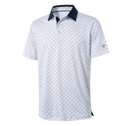 Golf-Shirts für Herren, trockene Passform, kurzärmelig, bedruckt, feuchtigkeitsableitend, Poloshirt, Weiss/opulenter Garten, 4X-Groß von M MAELREG