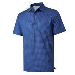 Golf-Shirts für Herren Dry Fit Kurzarm Print Performance Feuchtigkeitstransport Poloshirt, Dunkelblaue Last, 3X-Groß von M MAELREG