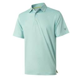 Golf-Shirts für Herren Dry Fit Kurzarm Print Performance Feuchtigkeitstransport Poloshirt, Grüne Pflanze, Mittel von M MAELREG