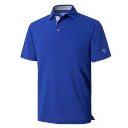 Herren-Golf-Shirt, kurzärmelig, feuchtigkeitsableitend, trockene Passform, Performance, einfarbig, lässig, Piqué, Golf-Polo-Shirts für Herren, Kobalt, Mittel von M MAELREG