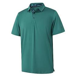 Herren-Polo-Shirts, kurz- und langärmlig, lässig, solide, stilvoll, trockene Passform, Performance-Design, Kragen, Golf-Polo-Shirts für Herren, Türkis/Ausflug, einfarbig (Getaway Solids), Mittel von M MAELREG