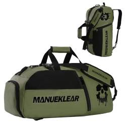 Turnbeutel für Damen und Herren Duffle Bag für Herren mit Schuhfach, Frauen Sport Duffel Taschen für Reisen mit Nasstasche, Gym Rucksack für Männer Workout Weekender, Dunkelgrün, Sport von M MANUEKLEAR