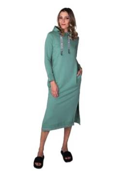 M MARAT Damen Hoodie Kleid, Baumwolle Pulloverkleid Damen, Kapuzenpullover Damen, Stilvoller Komfort Hoodiekleid für Jede Jahreszeit mit Langarm Kleid Damen | L - Grün von M MARAT