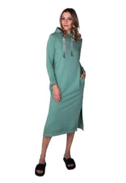 M MARAT Damen Hoodie Kleid, Baumwolle Pulloverkleid Damen, Kapuzenpullover Damen, Stilvoller Komfort Hoodiekleid für Jede Jahreszeit mit Langarm Kleid Damen | XL - Grün von M MARAT