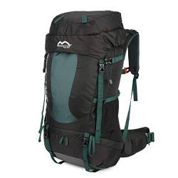 MONTIS WILDNATURE 70+10, Trekking-/Wanderrucksack, Regenschutz, genug Platz für Camping Ausflüge, geeignet als Backpacker, Touren- & Reiserucksack mit Audio- & Trinkvorbereitung (70+10L - Tannengrün) von M MONTIS OUTDOOR