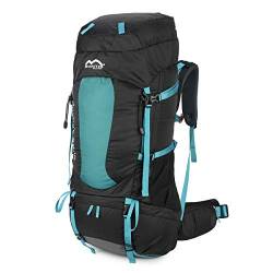 MONTIS WILDNATURE 80+10, Trekking-/Wanderrucksack, Regenschutz, genug Platz für Camping Ausflüge, geeignet als Backpacker, Touren- & Reiserucksack mit Audio- & Trinkvorbereitung, (80+10L - Türkis) von M MONTIS OUTDOOR