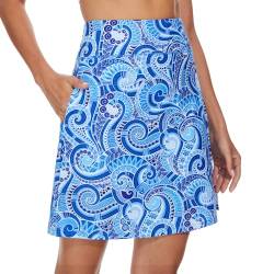 MOTEEPI Skorts Röcke für Frauen Tennis Golf Knie Länge Athletic Rock mit Taschen Blau Waves M von M MOTEEPI