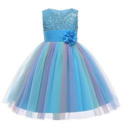 M MUNCASO Mädchen Prinzessin Kleid Pailletten Blume Tüll Regenbogen Ärmelloses Abendkleid Geburtstagsfeier Hochzeit Brautjungfer Mädchen Abendkleider Kleinkind Alter für 2-13 Jahre von M MUNCASO