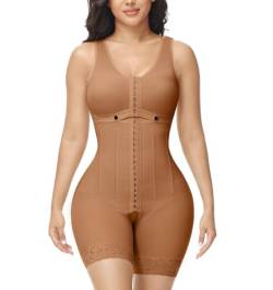 M MYODRESS Fajas Colombianas Moldeadoras Shapewear Bauchkontrolle nach Operationen, Kompressionskleidung, postpartale Ganzkörperformung, Kaffee, X-Small von M MYODRESS