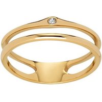 M&M Fingerring Ring Damen gold Doppel-Ring mit Zirkonia (1-tlg), Best Basics, deutsche Qualität, inkl. edles Schmucketui von M&M