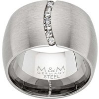 M&M Fingerring Ring Damen silber / gold breit (14mm) mit Zirkonia (1-tlg), Spannring "ModernGlam", deutsche Qualität, inkl. edles Schmucketui von M&M