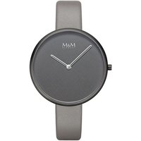 M&M Quarzuhr Armbanduhren Damen Leder Basic Flat, (1-tlg), Analoguhr rund mit Lederarmband, Designer Uhr, deutsche Manufaktur, inkl. edles Etui von M&M