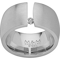 M&M Spannring Ring Damen silber / gold breit (12mm) mit Zirkonia (1-tlg), "ModernGlam", deutsche Qualität, inkl. edles Schmucketui von M&M