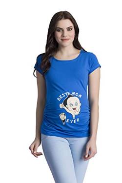 Best Mom Ever - Lustige witzige süße Umstandsmode mit Motiv Umstandsshirt für die Schwangerschaft T-Shirt Schwangerschaftsshirt, Kurzarm (Dunkelblau, Large) von M.M.C.