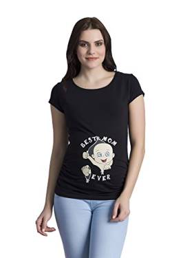 Best Mom Ever - Lustige witzige süße Umstandsmode mit Motiv Umstandsshirt für die Schwangerschaft T-Shirt Schwangerschaftsshirt, Kurzarm (Schwarz, Medium) von M.M.C.