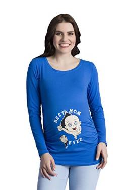 Best Mom Ever - Umstandsmode Umstandsshirt mit Motiv Sweatshirt Schwangerschaftsshirt für die Schwangerschaft, Langarm (Dunkelblau, Small) von M.M.C.