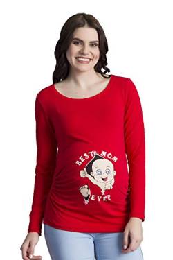 Best Mom Ever - Umstandsmode Umstandsshirt mit Motiv Sweatshirt Schwangerschaftsshirt für die Schwangerschaft, Langarm (Rot, Medium) von M.M.C.