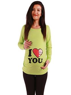 Love - Lustige witzige süße Umstandsmode Umstandsshirt Schwangerschaftsshirt Sweatshirt mit Motiv für die Schwangerschaft, Langarm (Hellgrün, Medium) von M.M.C.