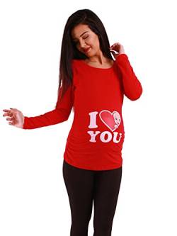 Love - Lustige witzige süße Umstandsmode Umstandsshirt Schwangerschaftsshirt Sweatshirt mit Motiv für die Schwangerschaft, Langarm (Rot, X-Large) von M.M.C.