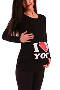 Love - Lustige witzige süße Umstandsmode Umstandsshirt Schwangerschaftsshirt Sweatshirt mit Motiv für die Schwangerschaft, Langarm (Schwarz, Large) von M.M.C.