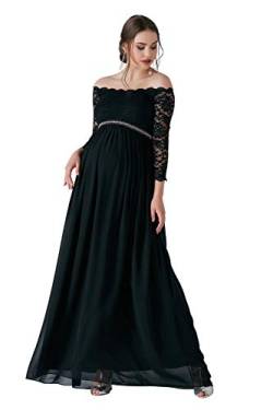 M.M.C. Diamond Umstandskleid mit Spitze und Strasssteinen – Bustierkleid Schwangerschaft Schwangerschaftskleid Abendkleid Cocktailkleid Hochzeit Standesamt (Schwarz, 40) von M.M.C.