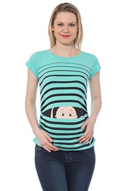 Witzige süße Umstandsmode T-Shirt mit Motiv Schwangerschaft Geschenk - Kurzarm (Mint, Small) von M.M.C.