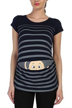 Witzige süße Umstandsmode T-Shirt mit Motiv Schwangerschaft Geschenk - Kurzarm (Schwarz, Large) von M.M.C.