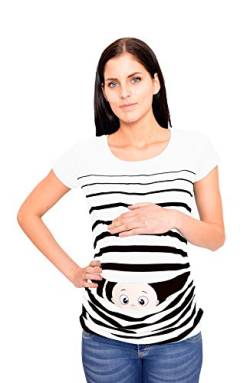 Witzige süße Umstandsmode T-Shirt mit Motiv Schwangerschaft Geschenk - Kurzarm (Weiß, X-Large) von M.M.C.