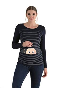 Witzige süße Umstandsmode T-Shirt mit Motiv Schwangerschaft Geschenk - Langarm (Schwarz, Small) von M.M.C.