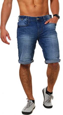 M.O.D Herren Denim Jeans Shorts Joshua blau Kurze Hose Bermuda MOD buffallo Blue Vintage Look dehnbar Stretch Sweat Pants, Grösse:W28, Farbe:Blau von M.O.D