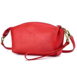 Echtes Leder Crossbody Tasche für Damen Kleine Größe Handtasche Handy Clutch Geldbörse Geldbörse, Rot/Ausflug, einfarbig (Getaway Solids) von M.lemo925