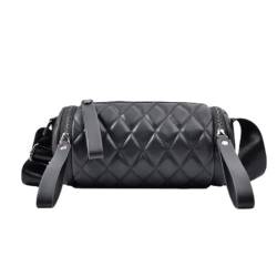 Kissenförmige Tasche für Damen, Gesteppte Leder-Umhängetasche, kleine Schultertasche, runde Form, Handtasche, lässig, Schwarz von M.lemo925