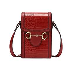 Leder Handytasche für Damen Kleine Mode Crossbody Tasche Mini Größe Geldbörse, Rot/Ausflug, einfarbig (Getaway Solids) von M.lemo925