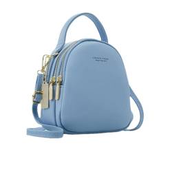 Leder-Rucksack für Damen, Umhängetasche, kleine Größe, Tagesrucksack, lässiger Wanderrucksack, Handtasche, Blau von M.lemo925