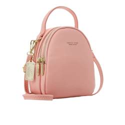 Leder-Rucksack für Damen, Umhängetasche, kleine Größe, Tagesrucksack, lässiger Wanderrucksack, Handtasche, Pink von M.lemo925