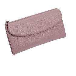 M.lemo925 Echtes Leder Lange Geldbörse für Frauen Kreditkarte Halter Brieftasche Telefon Halter Clutch Tasche, Pink von M.lemo925