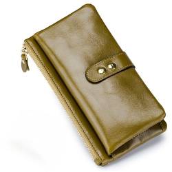 M.lemo925 Echtes Leder Reißverschluss Lange Geldbörse für Frauen Kreditkarte Halter Brieftasche Telefon Halter Kupplung Tasche, gelb von M.lemo925