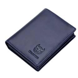 M.lemo925 Echtleder-Geldbörsen für Herren, RFID-blockierend, kurze Falttasche, Kreditkartenetui, Blau von M.lemo925