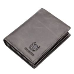 M.lemo925 Echtleder-Geldbörsen für Herren, RFID-blockierend, kurze Falttasche, Kreditkartenetui, Grau + Geschenkbox von M.lemo925